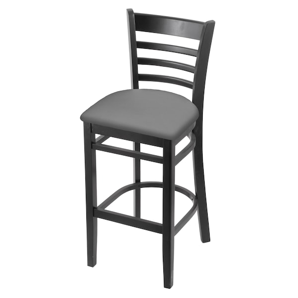25" Counter Stool, Black Finish, Canter Grey Seat